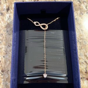 SWAROVSKI Infinity Twist Necklace with Rhodium & Rose Gold Tone Finish